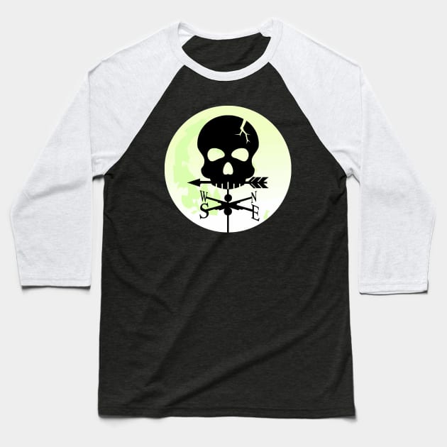 Skull Moon Weathervane Baseball T-Shirt by Nuletto